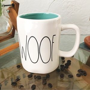 Rae Dunn 2017 WOOF Mug, Teal Aqua Inside ☕️